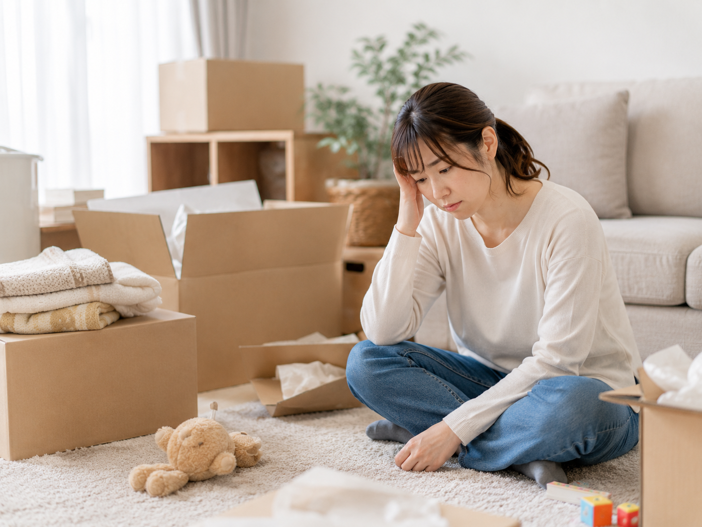 引越し後の荷解きが進まず困っているママ